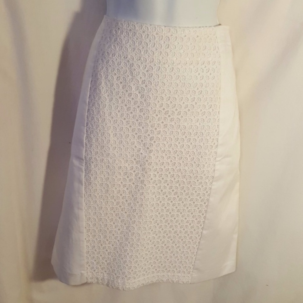 Apt. 9 White Eyelet & Twill Pencil Skirt Size 14